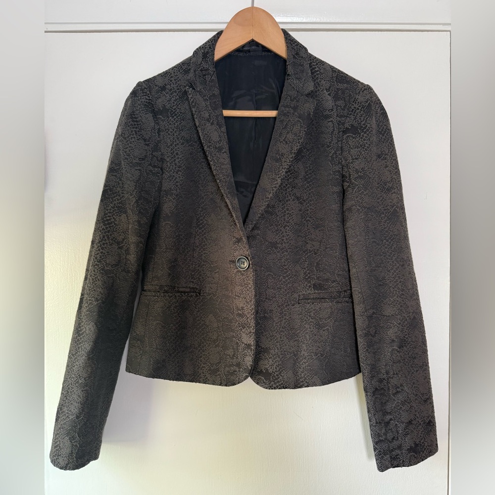 Express Design Studio Faux Leather Snakeskin Blazer Bikercore Luxe Date Night